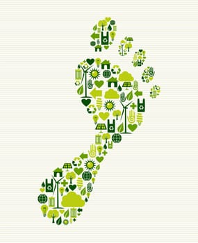 Eco friendly foot prints green concept splash. Vector file layered for easy manipulation and custom coloring.