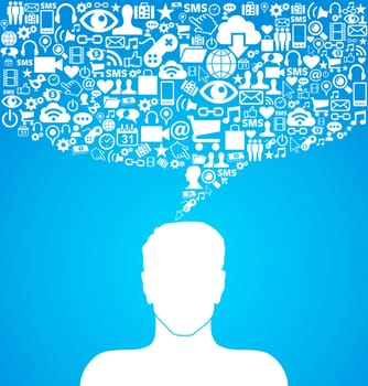 Social media network man icon set speech bubble. Vector illustration layered for easy manipulation and custom coloring.