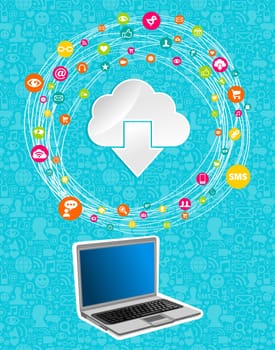 Cloud computing network diagram. Vector illustration layered for easy manipulation and custom coloring.