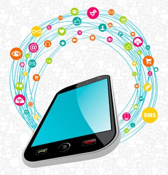Social media network diagram. Vector illustration layered for easy manipulation and custom coloring.