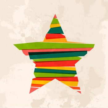 Diversity colors transparent bands favorite star over grunge background. EPS10 file version. This illustration contains transparency and is layered for easy manipulation and custom coloring.
