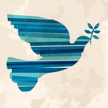 Diversity colors transparent bands peace dove over grunge background. EPS10 file version. This illustration contains transparency and is layered for easy manipulation and custom coloring.