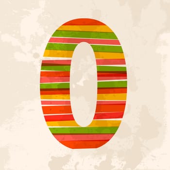 Diversity colors transparent bands number zero over grunge background. EPS10 file version. This illustration contains transparency and is layered for easy manipulation and custom coloring.