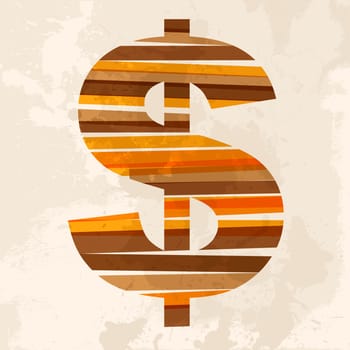 Diversity colors transparent bands cash symbol over grunge background. EPS10 file version. This illustration contains transparency and is layered for easy manipulation and custom coloring.