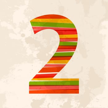 Diversity colors transparent bands number 2 over grunge background. EPS10 file version. This illustration contains transparency and is layered for easy manipulation and custom coloring.
