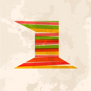 Diversity colors transparent bands number one over grunge background. EPS10 file version. This illustration contains transparency and is layered for easy manipulation and custom coloring.