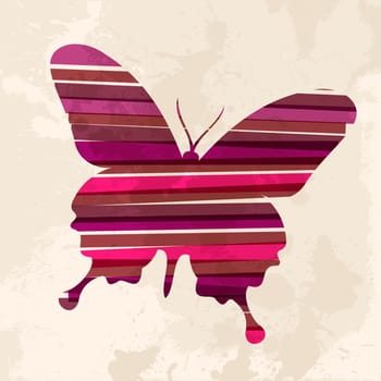 Diversity colors transparent bands butterfly over grunge background. EPS10 file version. This illustration contains transparency and is layered for easy manipulation and custom coloring.
