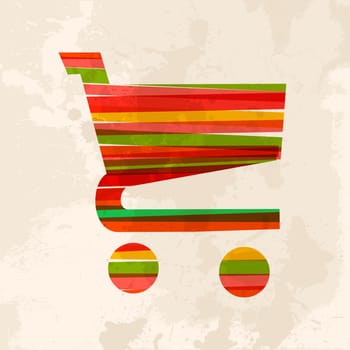 Diversity colors transparent bands shopping cart over grunge background. EPS10 file version. This illustration contains transparency and is layered for easy manipulation and custom coloring.