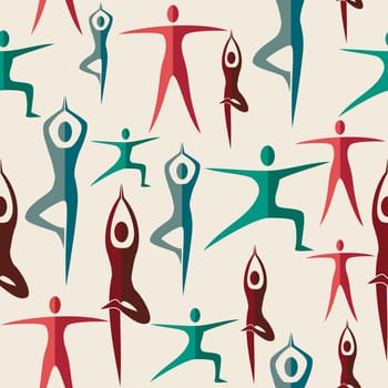 Human shapeYoga seamless pattern design. Vector file layered for easy manipulation and custom coloring.