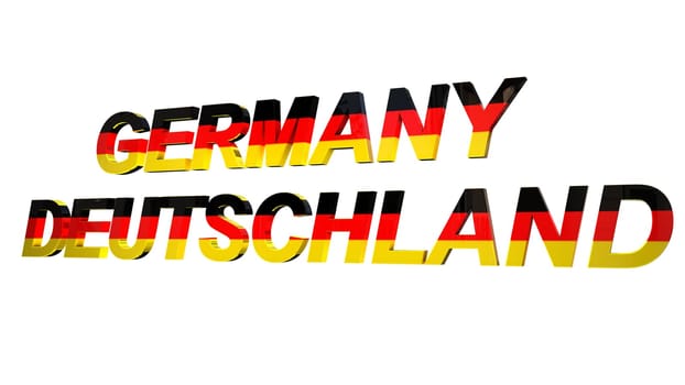 germany 3d text with their flag colors isolated on white with clipping path.