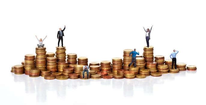 euro coin on white background and people