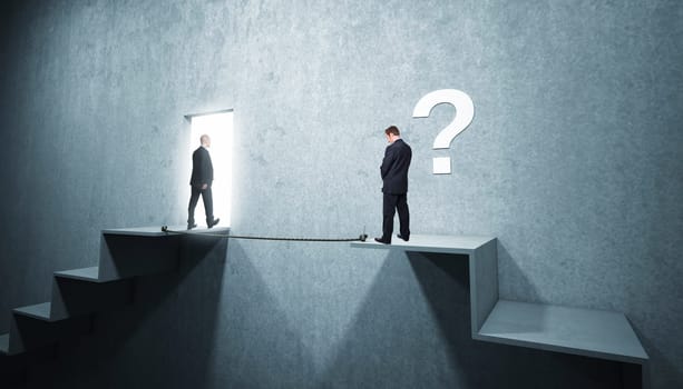 business people and 3d concrete stair