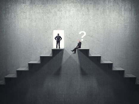 business people on 3d abstract stair