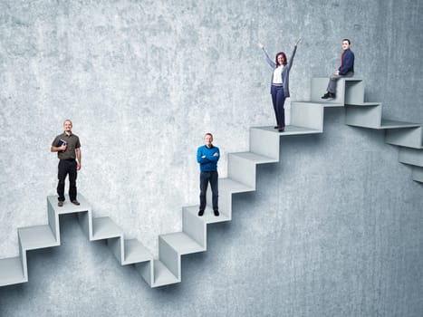 busines people on 3d abstract stair
