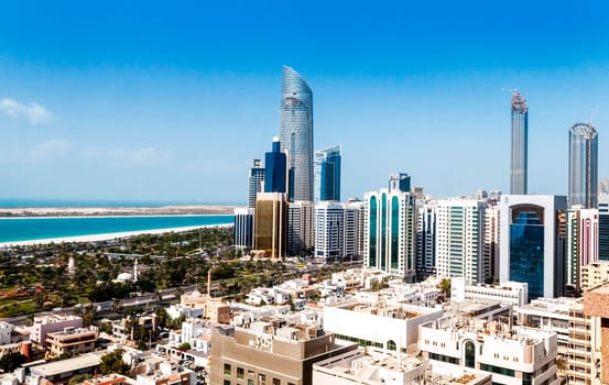 View of Abu Dhabi city, United Arab Emirates by day