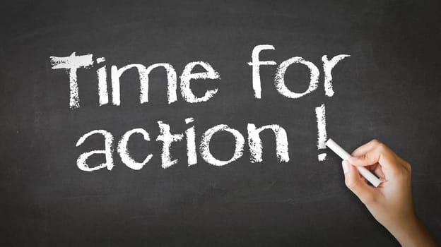 A person drawing and pointing at a Time for Action Chalk Illustration