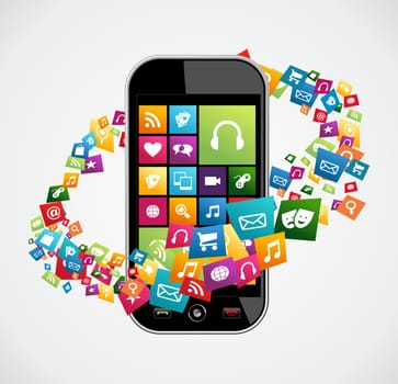 Trendy apps icon set concept background. Vector illustration layered for easy manipulation and custom coloring.