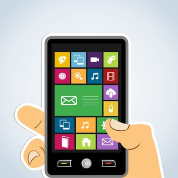 Diversity smartphone web applications icon set concept background. Vector illustration layered for easy manipulation and custom coloring.