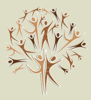 Family human shapes wood design tree. Vector file layered for easy manipulation and custom coloring.
