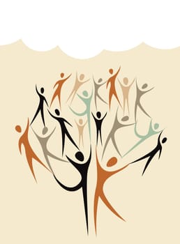 Family human shapes colorful  concept tree. Vector file layered for easy manipulation and custom coloring.