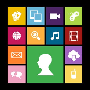 Trendy smartphone web apps icon set concept background. Vector illustration layered for easy manipulation and custom coloring.