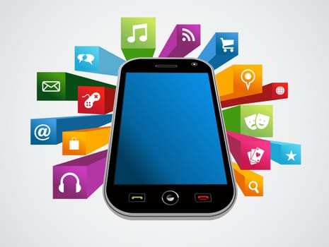 Online app icons set concept background. Vector illustration layered for easy manipulation and custom coloring.