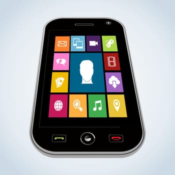 Diversity smartphone web applications icon set concept background. Vector illustration layered for easy manipulation and custom coloring.