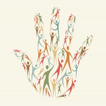 Ethnical family concept hand shape  human silhouettes. Vector file layered for easy manipulation and custom coloring.