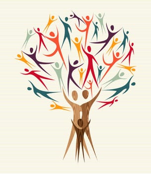Family human shapes colorful design tree. Vector file layered for easy manipulation and custom coloring.