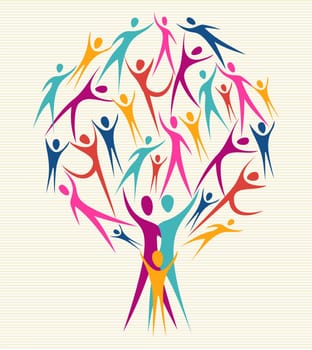 Family human shapes colorful design tree. Vector file layered for easy manipulation and custom coloring.