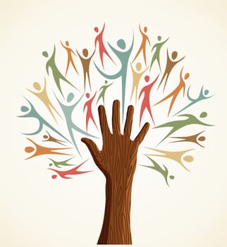 Family human shapes colorful hand conceptual tree. Vector file layered for easy manipulation and custom coloring.