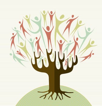 Family human shapes conceptual tree. Vector file layered for easy manipulation and custom coloring.
