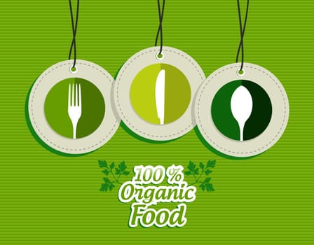 Green recycle dishware design elements circle symbols set background.  Vector file layered for easy manipulation and custom coloring.