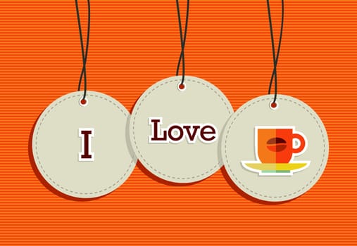 Coffee love hanging labels symbols. Vector file layered for easy manipulation and custom coloring.