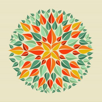 Circle leaf shape mandala design. Vector file layered for easy manipulation and custom coloring.