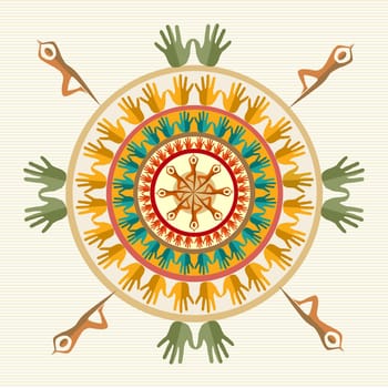 Hand circle human shape mandala design. Vector file layered for easy manipulation and custom coloring.