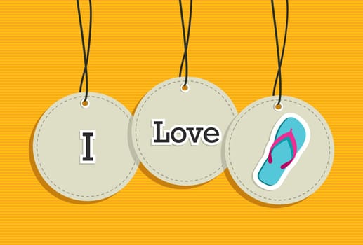 i love summer hanging labels symbols. Vector file layered for easy manipulation and custom coloring.