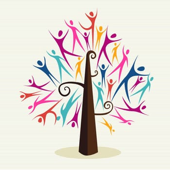 Family human shapes colorful concept tree. Vector file layered for easy manipulation and custom coloring.