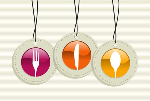 Cutlery design elements circle symbols set background.  Vector file layered for easy manipulation and custom coloring.