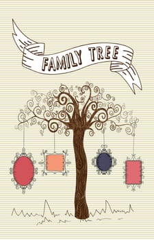 Trendy old school portrait stripes background leaf tree design. Vector file layered for easy manipulation and custom coloring.