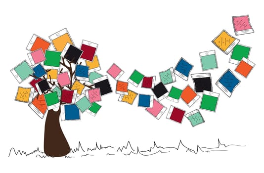Colorful instant photo leaf tree design. Vector file layered for easy manipulation and custom coloring.