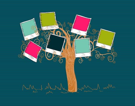 Instant photo leaf tree stripes background design. Vector file layered for easy manipulation and custom coloring.