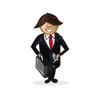 Cute Business Man holding a briefcase design drawing. Vector file layered for easy manipulation and custom coloring.