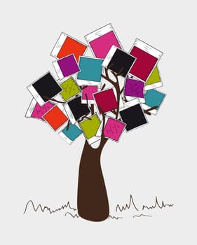 Colorful instant photo leaf tree design. Vector file layered for easy manipulation and custom coloring.
