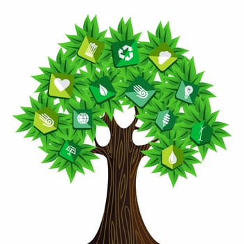 Sustainable energy tree icons concept . Vector file layered for easy manipulation and custom coloring.