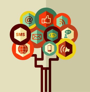 Abstract Social media tree concept . Vector file layered for easy manipulation and custom coloring.