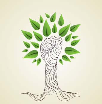 Hand draw style save the Earth tree idea. This illustration is layered for easy manipulation and custom coloring