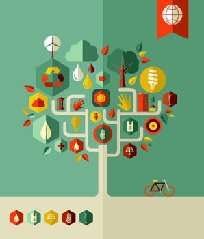 Eco conservation city conceptual tree  . Vector file layered for easy manipulation and custom coloring.