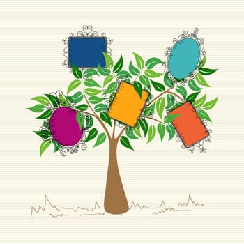 Trendy colorful old school leaf tree design. Vector file layered for easy manipulation and custom coloring.
