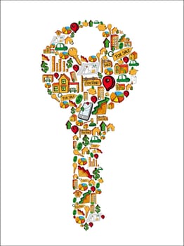 Real estate icon key set in  isolated silhouette over white. Vector file layered for easy manipulation and custom coloring.